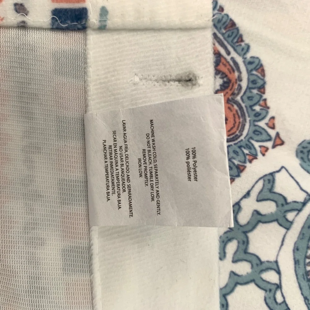 Mainstays Blue Boho floral larShower Curtain 72x71 Medallion Mink Velvet‎ large